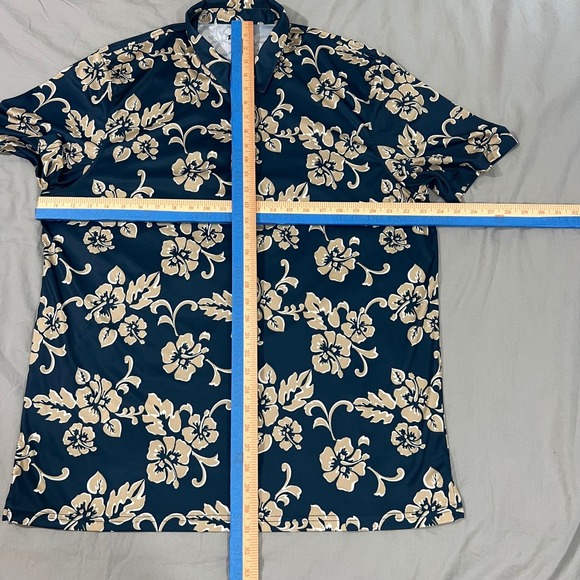 REYN SPOONER Men's XL Hawaiian Floral Print Polyester Short Sleeve Polo Shirt - Picture 7 of 12